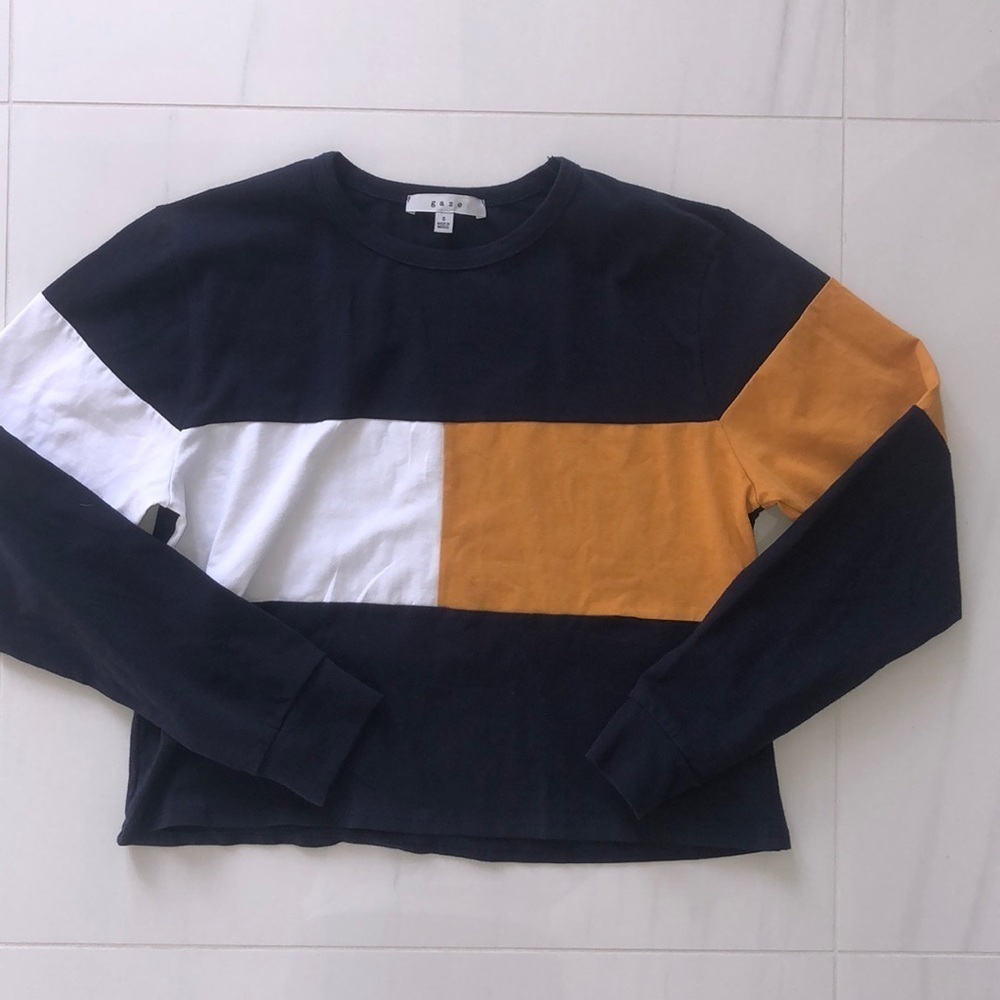 Navy, Mustard and While Color lock L/S Top